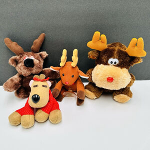 Vintage 80's-90's Reindeer Plush Hallmark Dakin Lot of 4